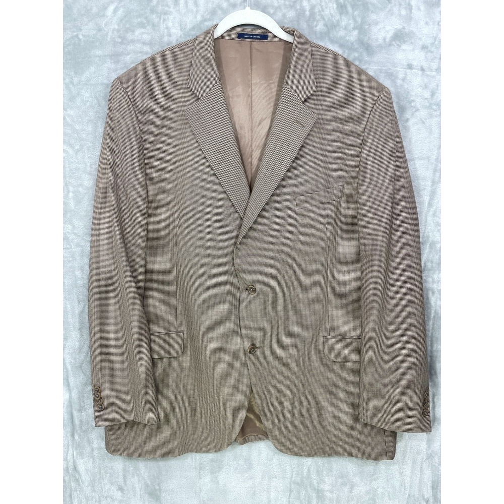 Cremieux Loro Piana Wool Sport Coat Mens 50L Tan Brown Houndstooth Canada